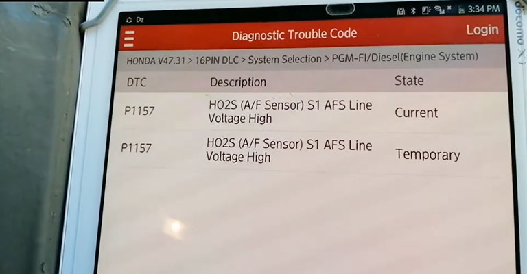 Honda Accord P1157 Engine Trouble Code Meaning